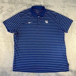 Nike Dri Fit Kentucky Wildcats On Field Polo Shirt 2XL Blue Striped NCAA